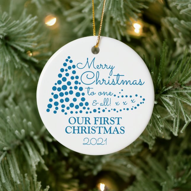 Blue Christmas Tree, Our First Christmas Christmas Ceramic Ornament (Tree)
