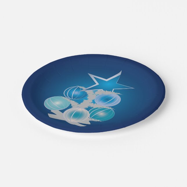 Blue Christmas tree Paper Plates (Angled)
