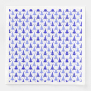 Blue Christmas Tree Pattern Design Paper Dinner Napkins