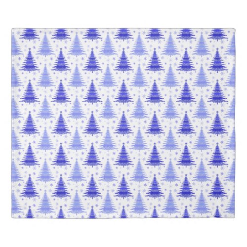 Blue Christmas Tree Periwinkle Pattern Design Duvet Cover