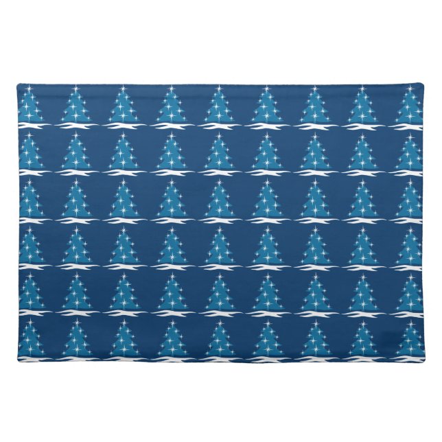 Blue Christmas Tree Place Mats Holiday Placemat (Front)