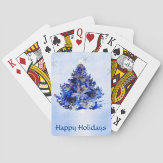 blue christmas tree poker cards