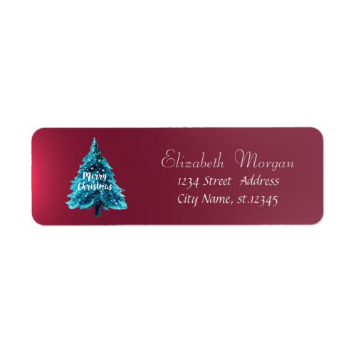 Blue Christmas Tree Red HolidayChristmas Label