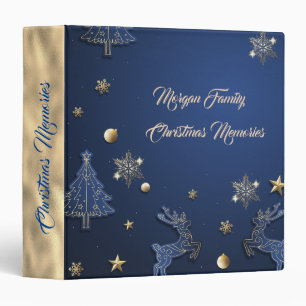 Blue Christmas Tree Reindeer 3 Ring Binder