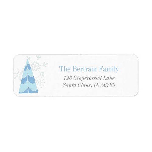 Blue Christmas Tree Return Address Label