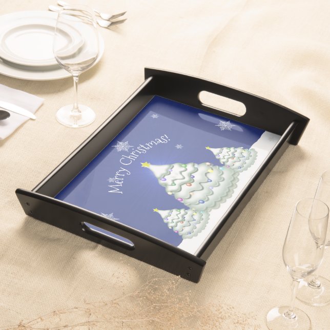 Blue Christmas Tree Serving Tray (Front)