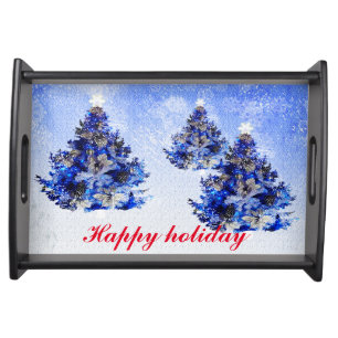 Blue Christmas tree Serving Tray