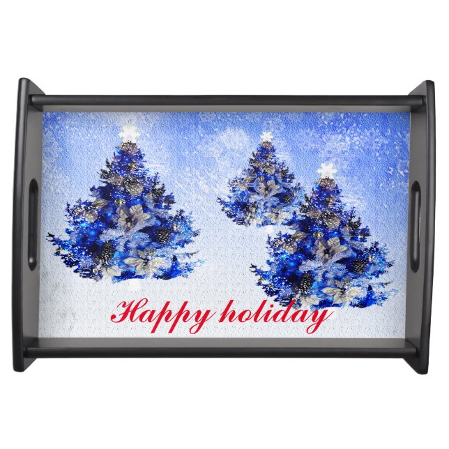 Blue Christmas tree Serving Tray (Front)