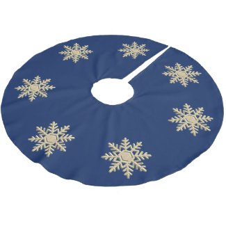 Blue Christmas Tree Skirt / Silver Snowflake