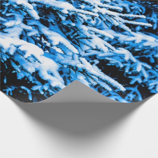 Blue Christmas Tree, Snow Wrapping Paper Zazzle