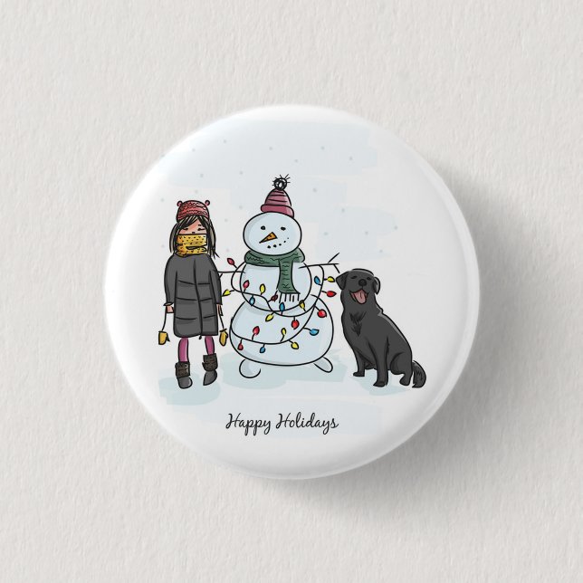 Blue Christmas Tree, Snowflake Button (Front)