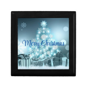 Blue Christmas Tree, Snowflake Gift Box