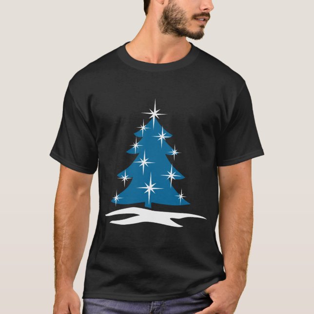 Blue Christmas Tree T-shirt Unisex Holiday Top (Front)