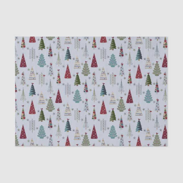 Blue Christmas Tree Tissue Paper (Front)