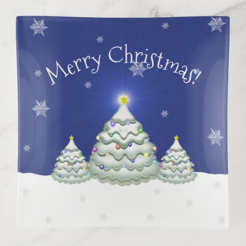 Blue Christmas Tree Trinket Tray