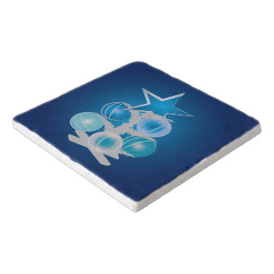 Blue Christmas tree Trivet