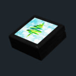 Blue Christmas Tree watercolor Gift Box<br><div class="desc">Green abstract art watercolor tree. Watercolor original illustrations fun Christmas.</div>