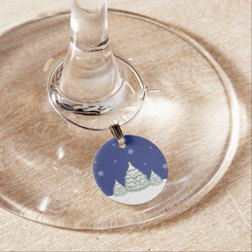 Blue Christmas Tree Wine Charm