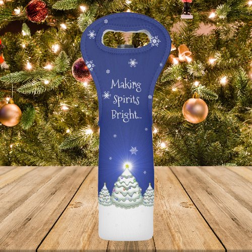 Blue Christmas Tree Wine Tote