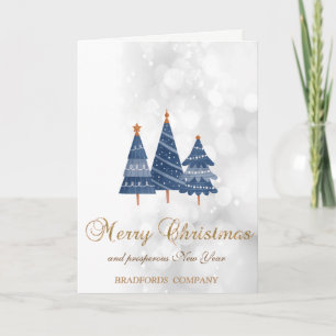 Blue Christmas Trees ,Bokeh Company Holiday Card