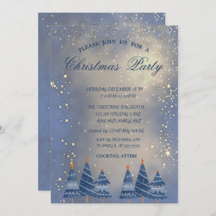 Blue Christmas Trees Christmas Part Invitation