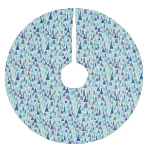 Blue Christmas Trees in an Evergreen Forest Brushed Polyester Tree Skirt