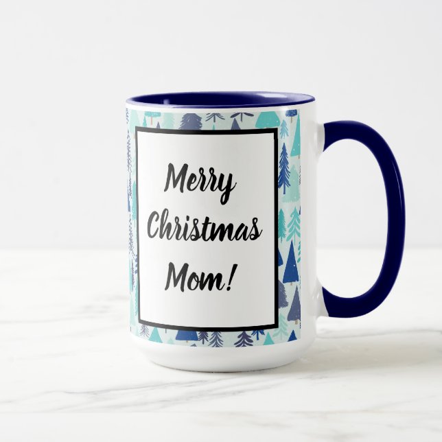 Blue Christmas Trees in an Evergreen Forest Mug (Right)