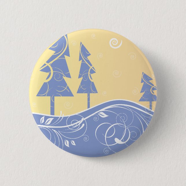 blue Christmas Trees Pinback Button (Front)