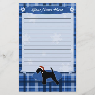 Blue Christmas Welsh Terrier Stationery