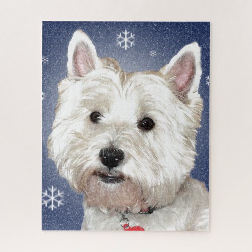 BLUE CHRISTMAS westie Jigsaw Puzzle