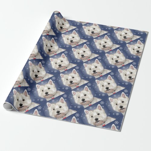 BLUE CHRISTMAS westie Wrapping Paper
