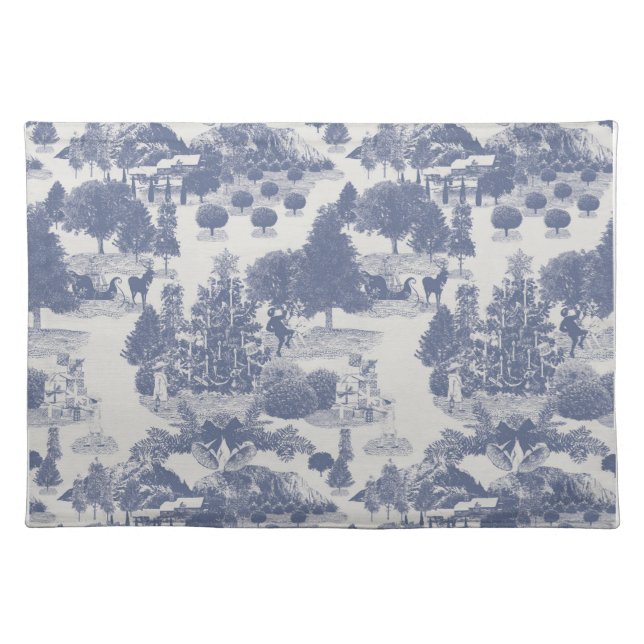 Blue Christmas Winter Wonderland Cloth Placemat (Front)