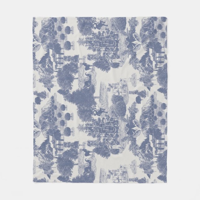 Blue Christmas Winter Wonderland Fleece Blanket (Front)