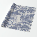 Blue Christmas Winter Wonderland Wrapping Paper<br><div class="desc">Celebrate Christmas right this year with this gorgeous wrapping paper featuring a toile design with a beautiful Christmas tree in the foreground being discovered by a curious child. A dancing couple, trees, Santa's sleigh, presents, and a reindeer all grace the mid-ground. And, in the background, there's a cozy winter cabin...</div>