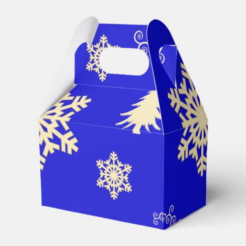 Blue Christmas with Cream Snowflakes Favor Boxes