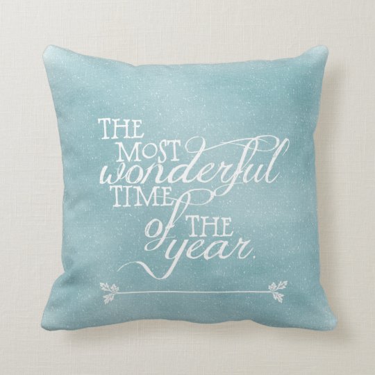 Blue Christmas With Quote Throw Pillow Zazzle Com