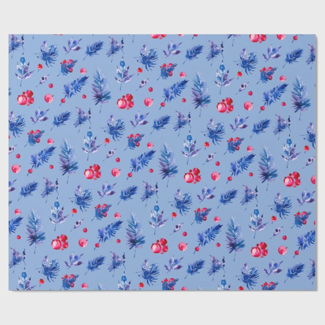Blue Christmas wrapping paper roll (Flat)