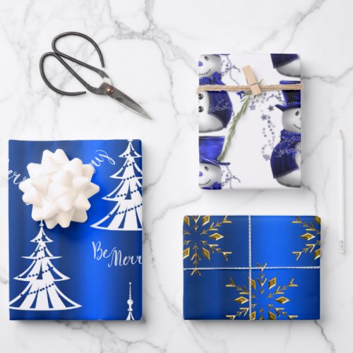 Blue Christmas Wrapping Paper Sheets