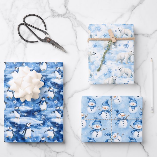 Blue Christmas  Wrapping Paper Sheets (Front)