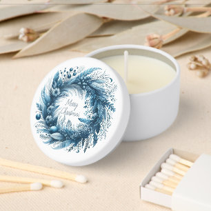 Blue Christmas Wreath Merry Christmas Mini Candle Favors