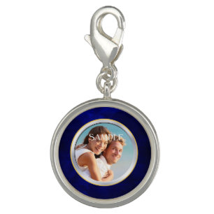 Blue Chrome Frame Photo Wedding Template Charm