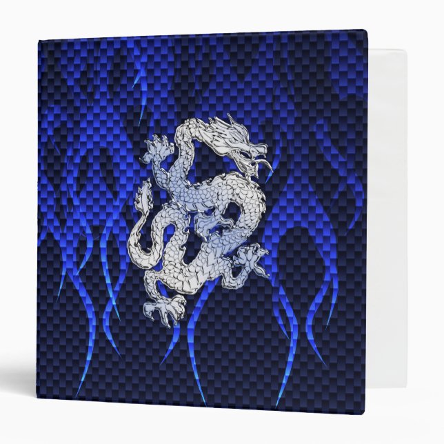 Blue Chrome like Dragon Carbon Fiber Style 3 Ring Binder (Front/Inside)