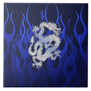 Blue Chrome like Dragon Carbon Fiber Style Ceramic Tile