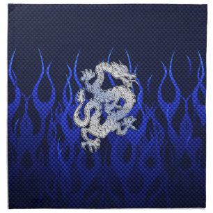 Blue Chrome like Dragon Carbon Fiber Style Cloth Napkin