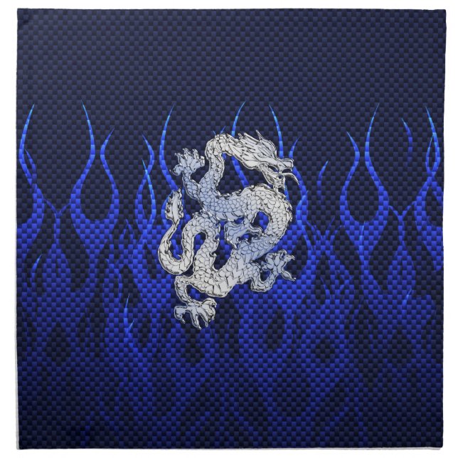 Blue Chrome like Dragon Carbon Fiber Style Cloth Napkin (Front)