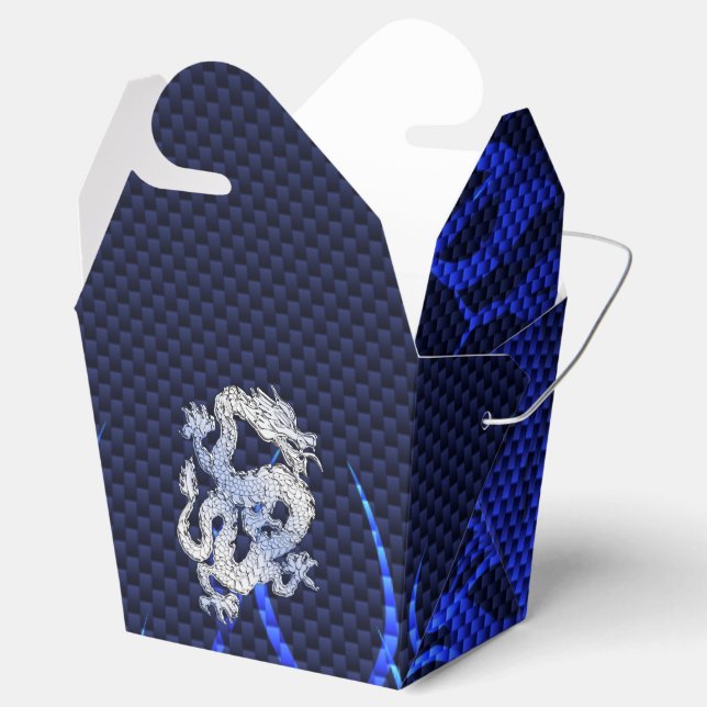 Blue Chrome like Dragon Carbon Fiber Style Favor Boxes (Opened)