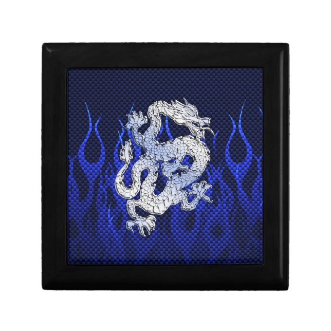 Blue Chrome like Dragon Carbon Fiber Style Gift Box (Front)