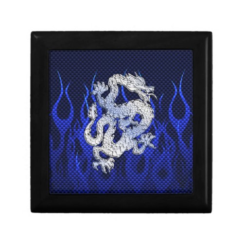 Blue Chrome like Dragon Carbon Fiber Style Jewelry Box