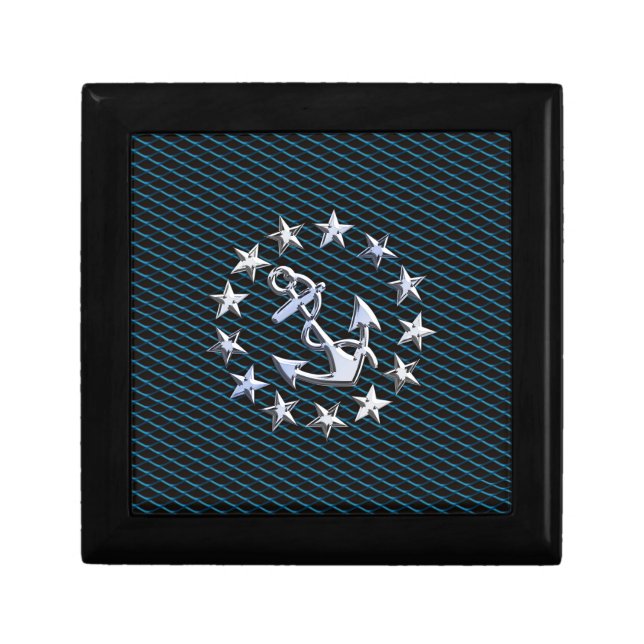 Blue Chrome Like Yacht Flag Automotive Grille Gift Box (Front)