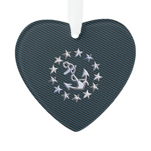 Blue Chrome Like Yacht Flag Automotive Grille Ornament